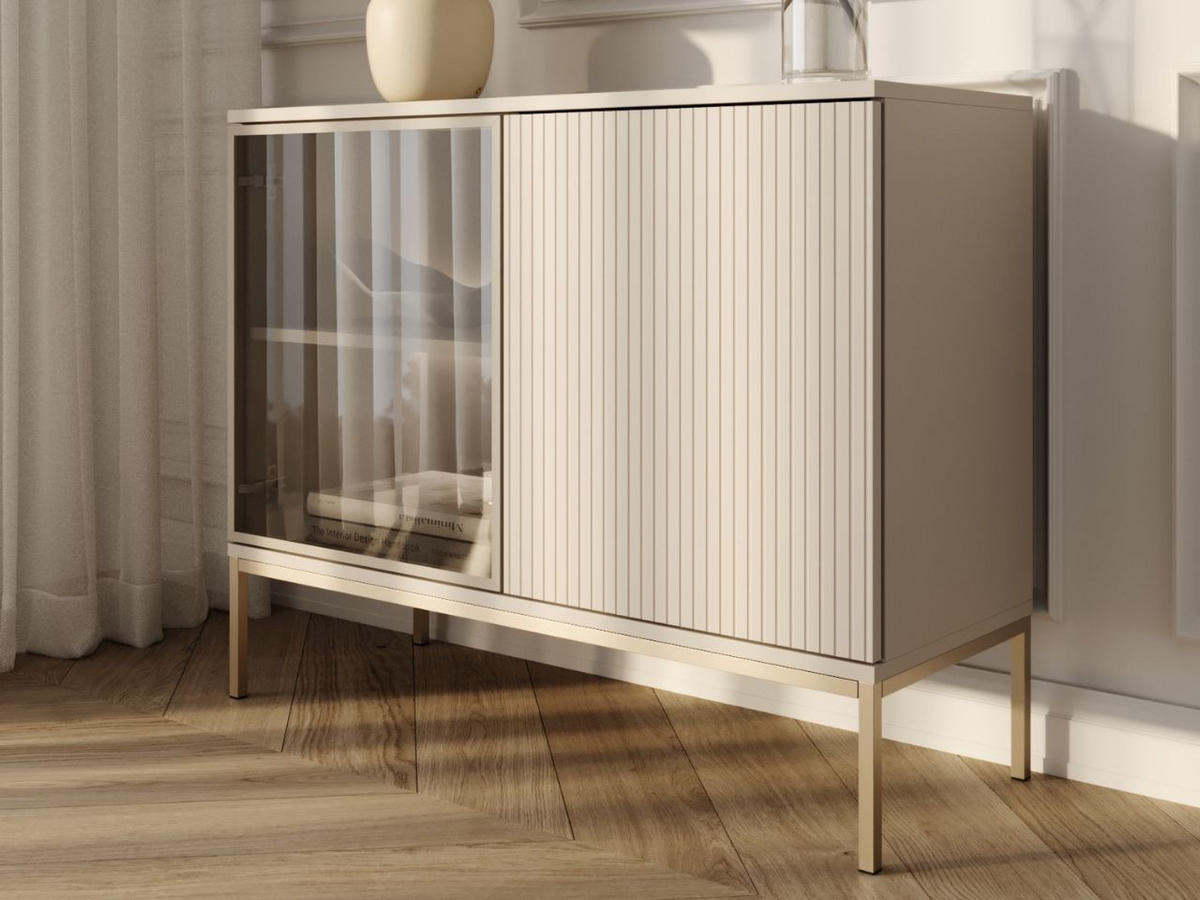 KOMMODE Kaschmir 104/83/39 cm Deo - Kaschmir/Champagner, Glas/Holz (104/85/39cm) - Graingold