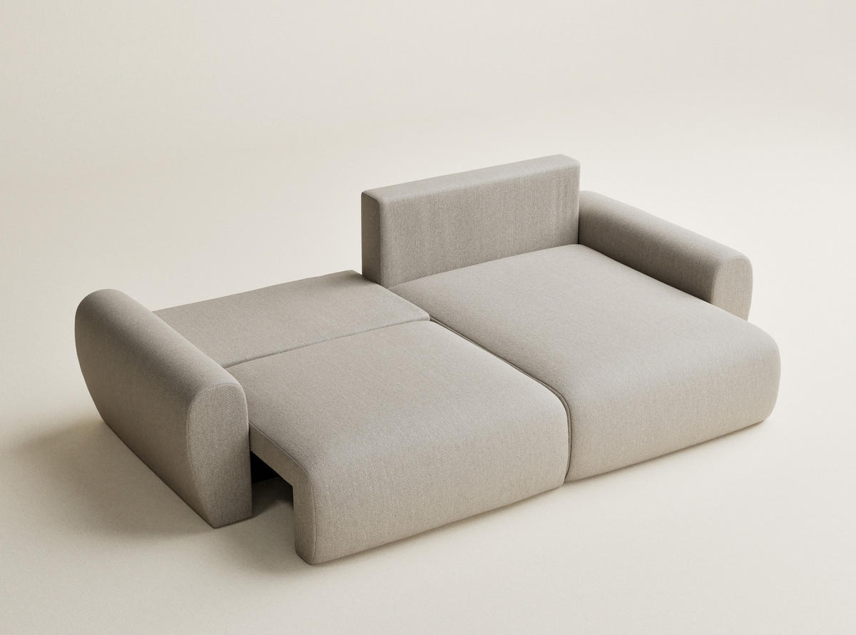 ECKSOFA MIT SCHLAFFUNKTION Numba Beige Webstoff - Beige/Schwarz, Holz/Holzwerkstoff (253/153cm) - Maison de Reve