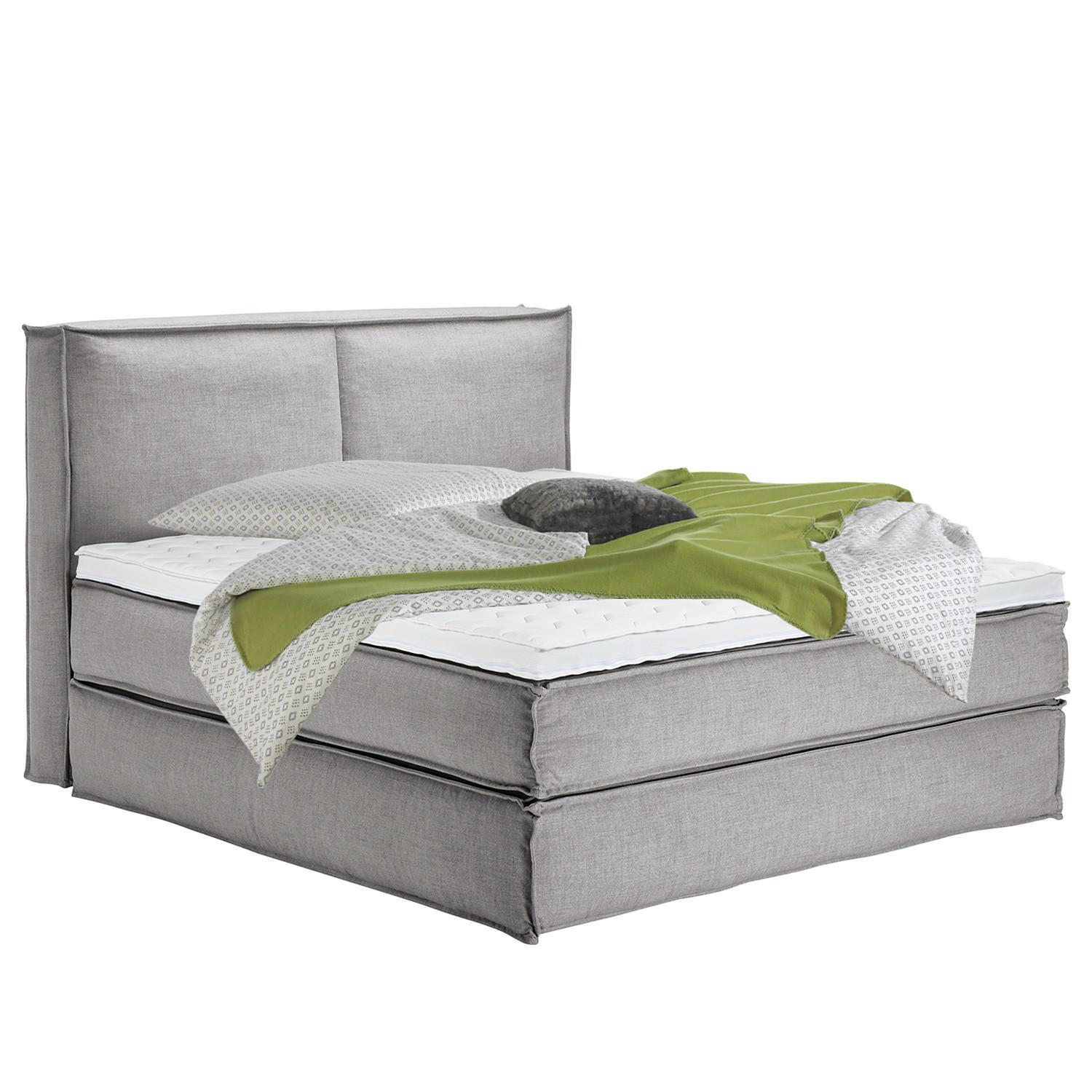BOXSPRINGBETT mit Kopfteil - Premium - Grau, Textil (180/200cm) - home24