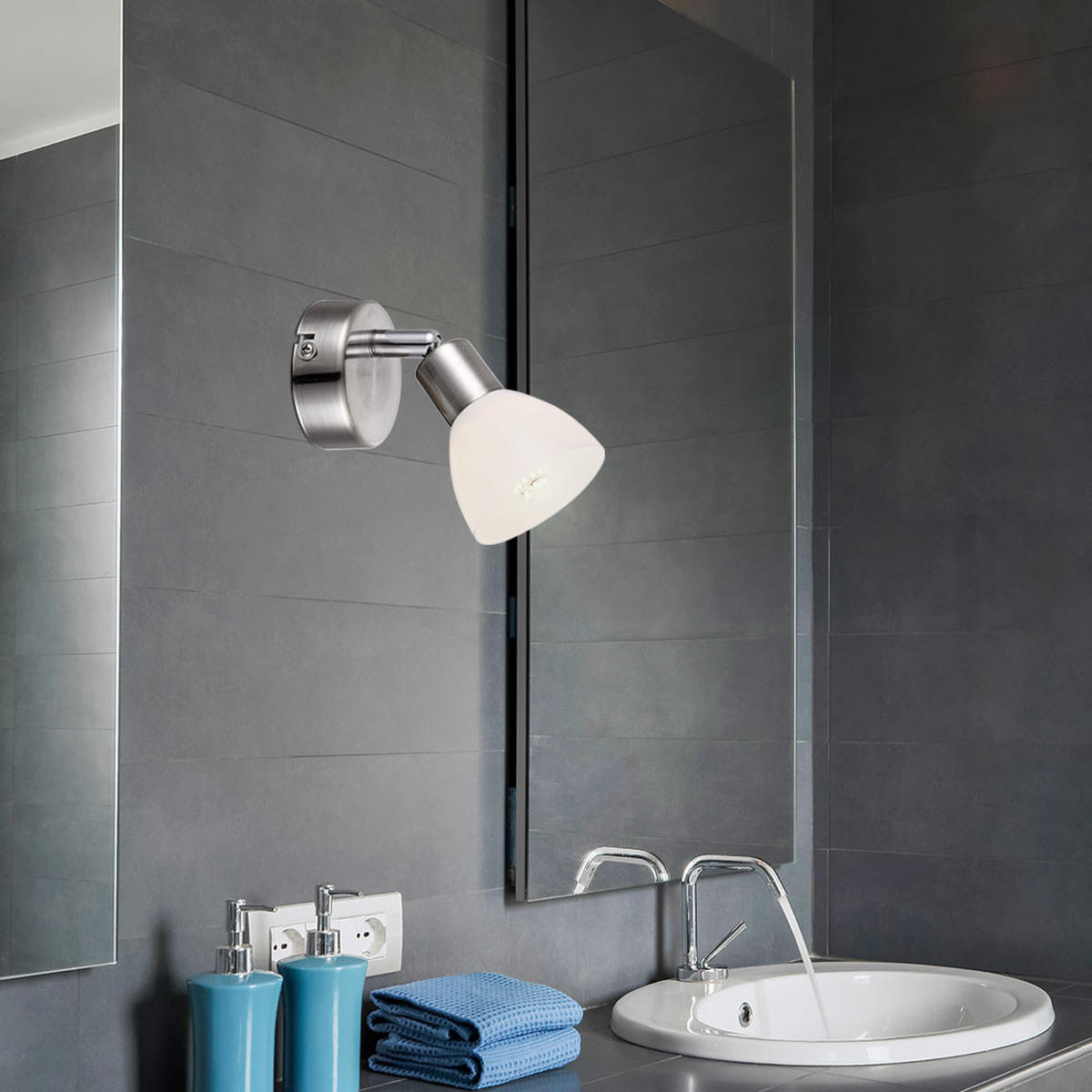 LED WANDLEUCHTE Avalanche Silber Metall - Silberfarben, Metall (7/11/14cm) - Globo Lighting