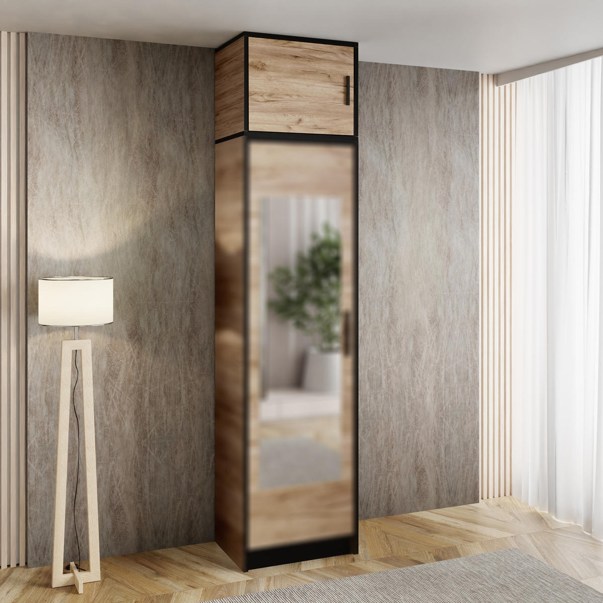 ŠATNÍ SKŘÍŇ ROJ s nástavbou 1D Dub Craft - medově dubová, kompozitní dřevo (54/247/39cm) - Kier Furniture