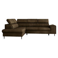 ECKSOFA Kadurin, Seite: Links - Dunkelbraun/Schwarz, Holz/Kunststoff (276/206cm) - MIRJAN24