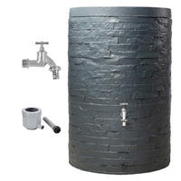 REGENTONNEN Komplett-Set 420 L graphite grey inkl. Chrom-Auslaufhahn und Fallrohranschluss - Grau, Kunststoff (79/104/79cm) - GARANTIA