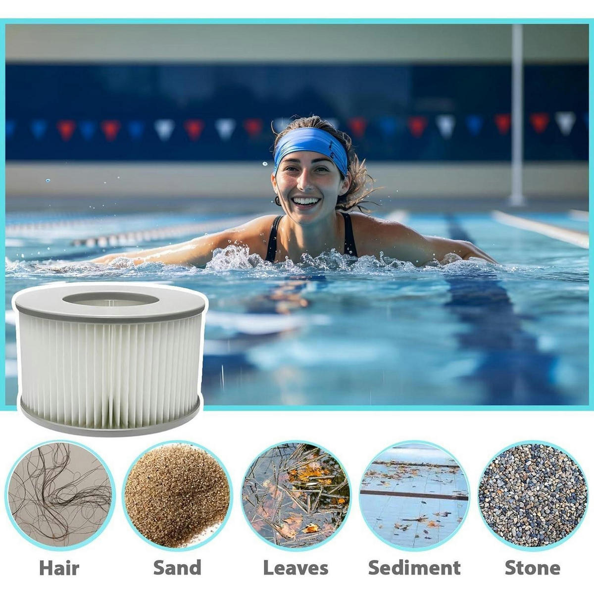 FILTERKARTUSCHEN 6er-Set für MSpa Whirlpools - Weiß, Textil (10.8/6.8/10.8cm)