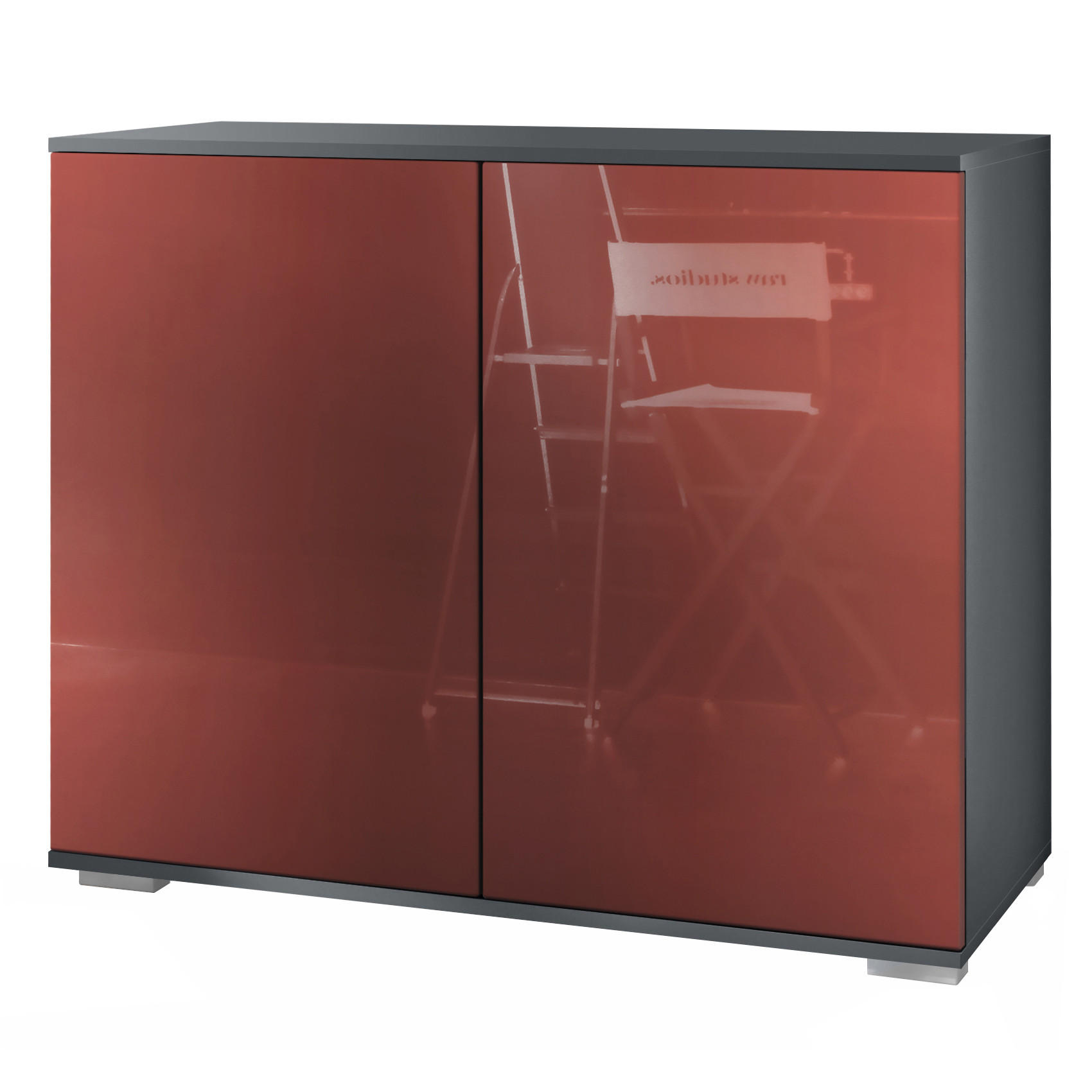 KOMMODE Skadu Bordeaux Hochglanz - Bordeaux, Holzwerkstoff (92.5/75.5/35cm) - Vladon