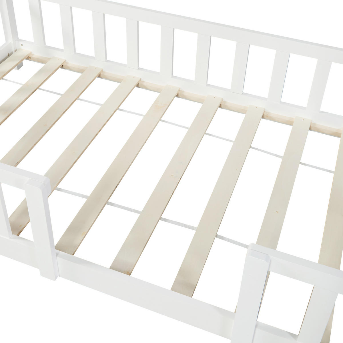 HAUSBETT Sisimiut mit Matratze - Weiß, Holz/Textil (90/200cm) - [en.casa]