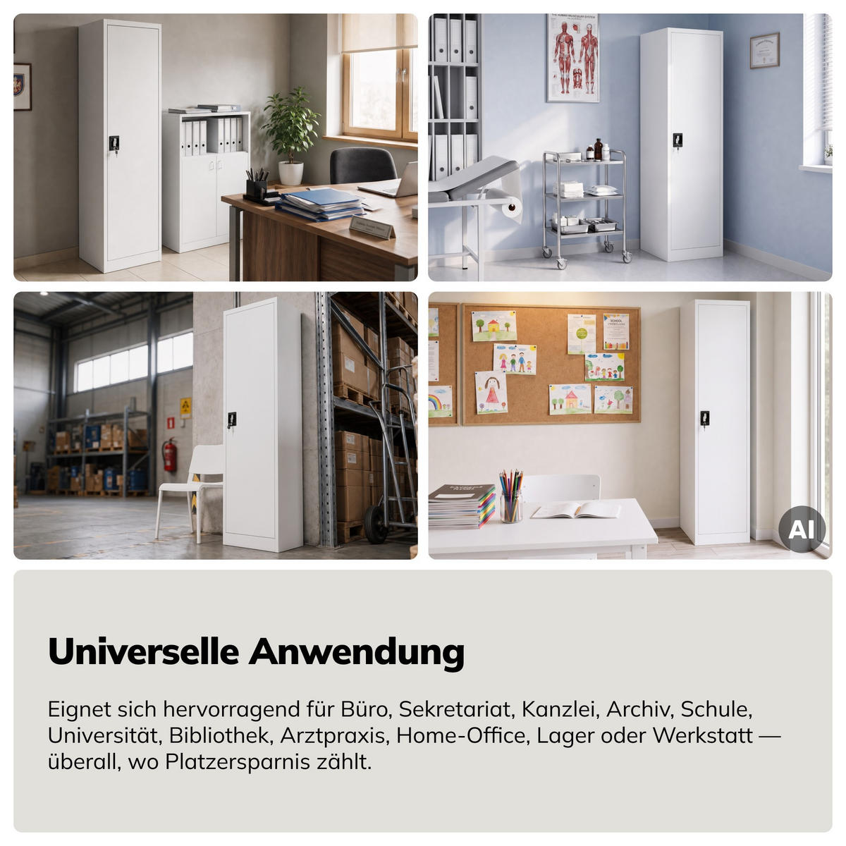 AKTENSCHRANK ALEX - Weiß, Metall (45/185/40cm) - Jan Nowak
