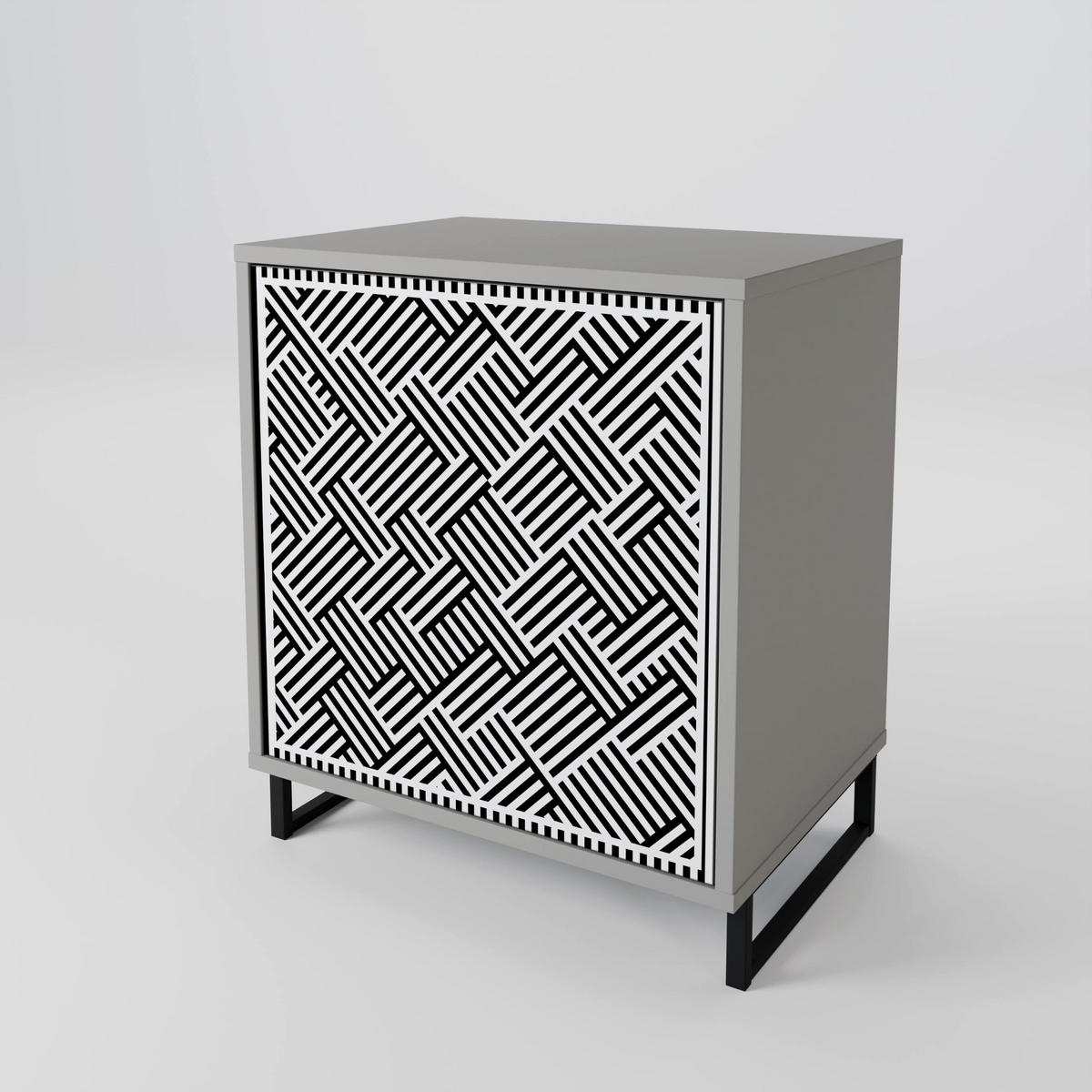 SIDEBOARD TEMPORARY SEQUENCE, Grau, 57,5x42x77,5 cm, Schräge Buchenholzfüße - Buchefarben/Multicolor, Holzwerkstoff/Buchenholz (57.5/77.5/42cm) - SpaceRebels