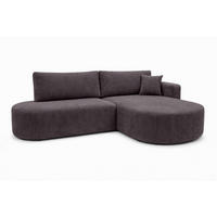 ECKSOFA Mit Schlaffunktion Und Bettkasten, Cordstoff Poso, Dunkelgrau, Rechts, ROUND ONE OPEN XL - Dunkelgrau, Holz (262/175cm) - Kaiser Möbel