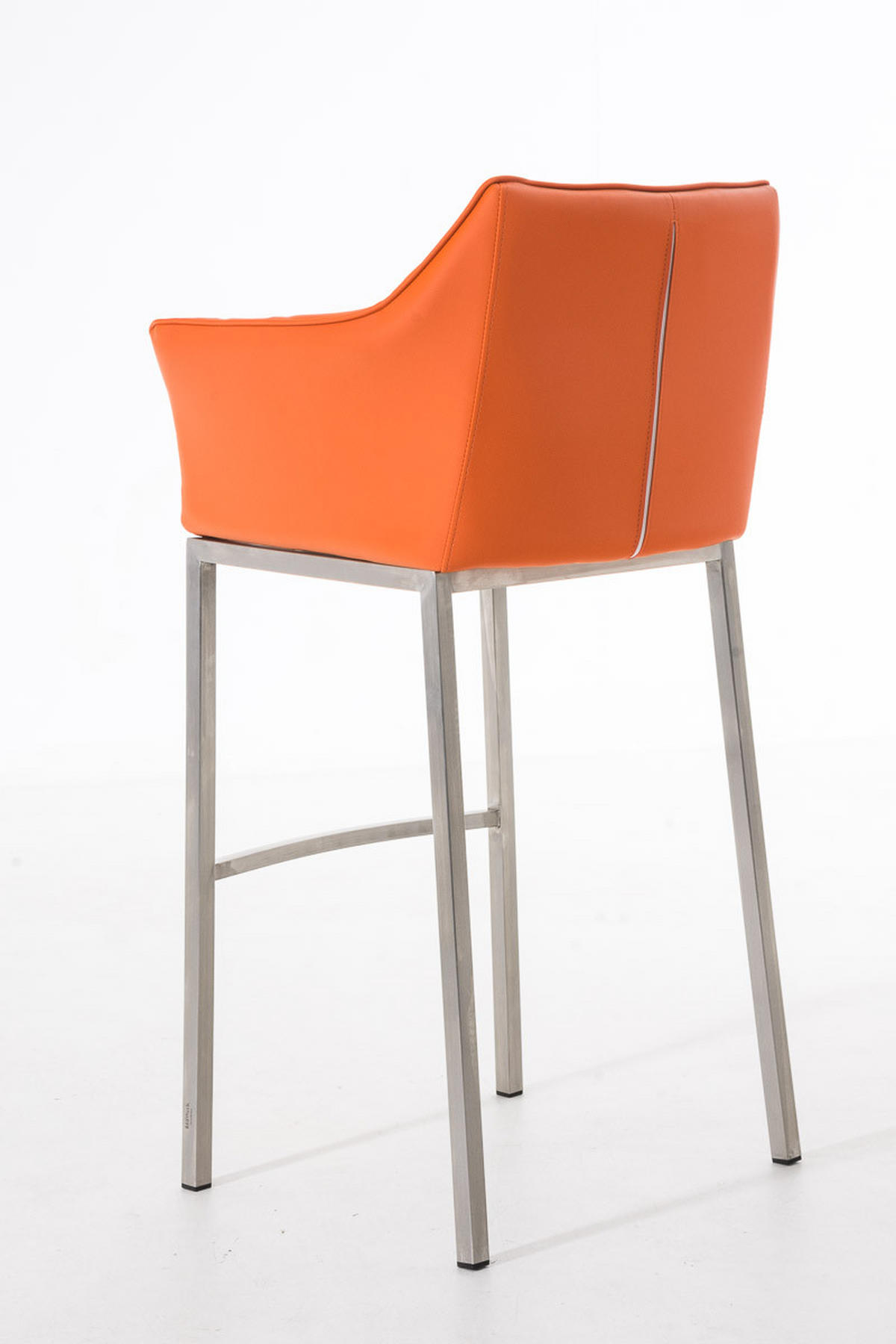 BARHOCKER Gibel Kunstleder Orange Silber - Orange, Leder (64/110/48cm) - DELUKE