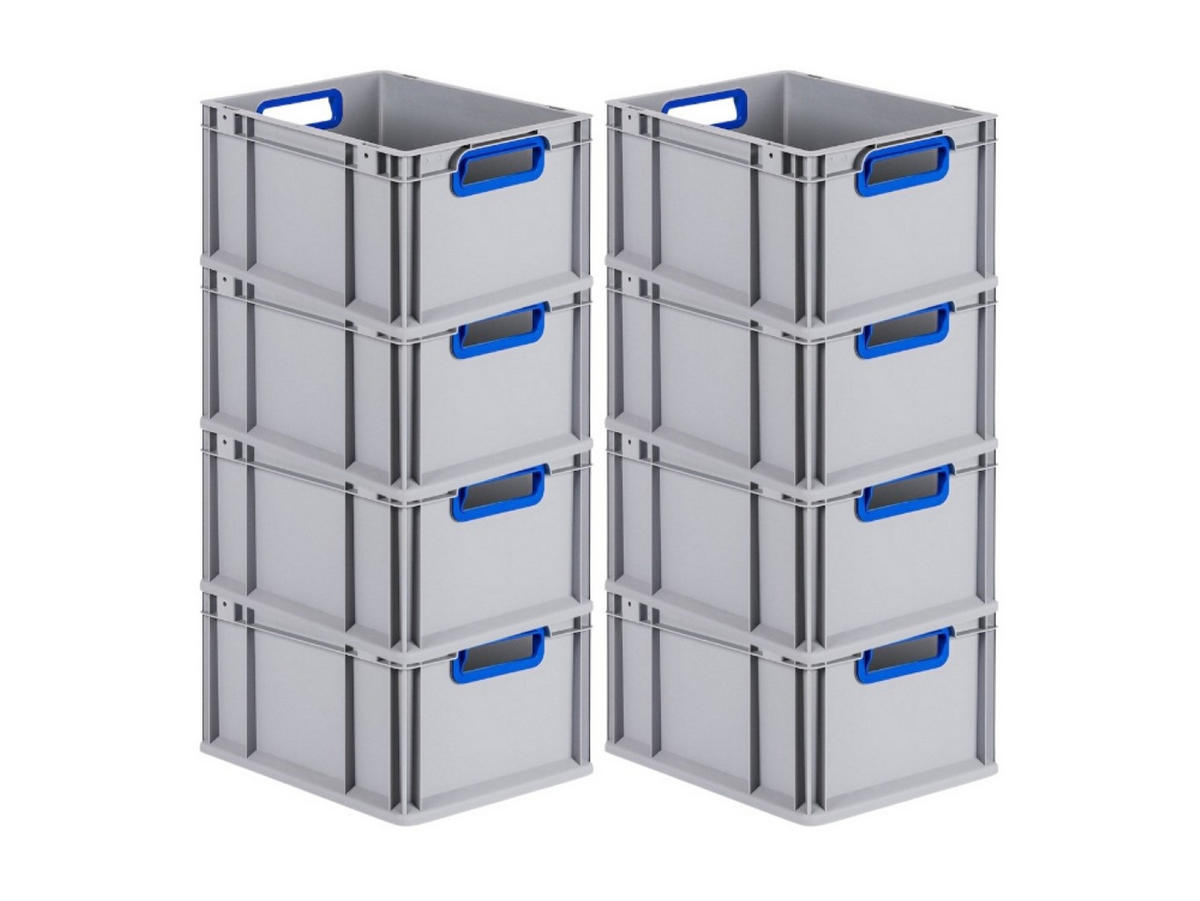 EUROBOX 8x Nextgen Color 22x30x40cm 20 Liter Griffe Blau Offen - Blau, Kunststoff (30/22/40cm) - PROREGAL