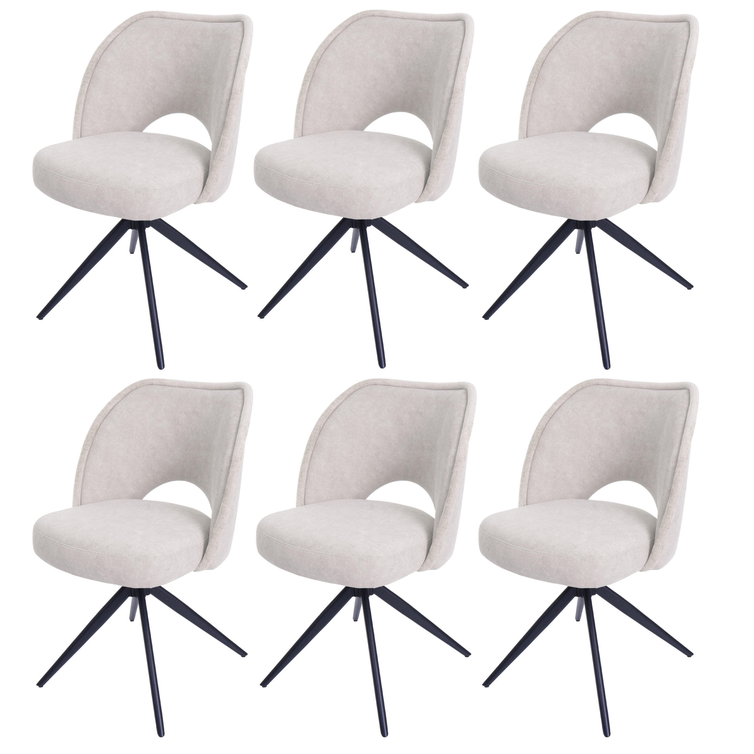 ESSZIMMERSTUHL Cremeweiß 6er-Set - Weiß, Textil (54/84/61cm) - MCW