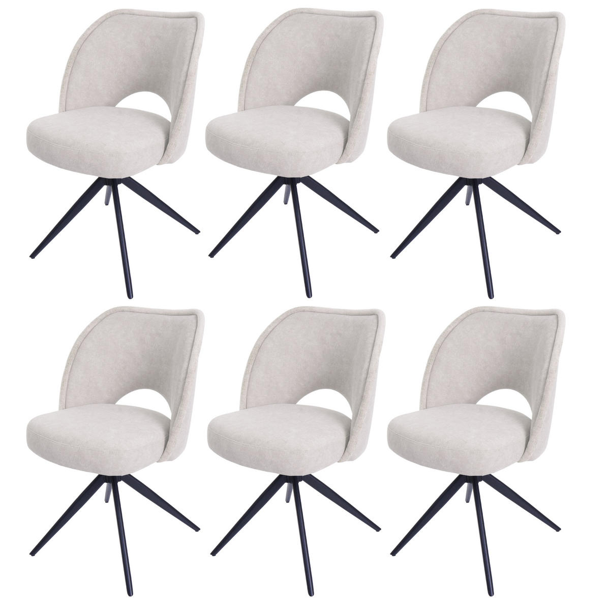 ESSZIMMERSTUHL Cremeweiß 6er-Set - Weiß, Textil (54/84/61cm) - MCW