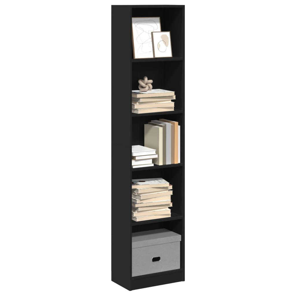 BÜCHERREGAL mit 5 Fächern 40/24/176 cm aus Holzwerkstoff Schwarz - Schwarz, Holz (40/176/24cm) - vidaXL
