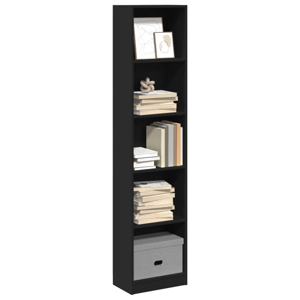 BÜCHERREGAL mit 5 Fächern 40/24/176 cm aus Holzwerkstoff Schwarz - Schwarz, Holz (40/176/24cm) - vidaXL