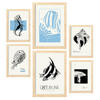 POSTER Set Mit 6 Schwarze Tintenmeermuster Größe A3 & A4 Rahmen aus hellem Holz - Beige, Papier (29.7/1cm) - Nacnic