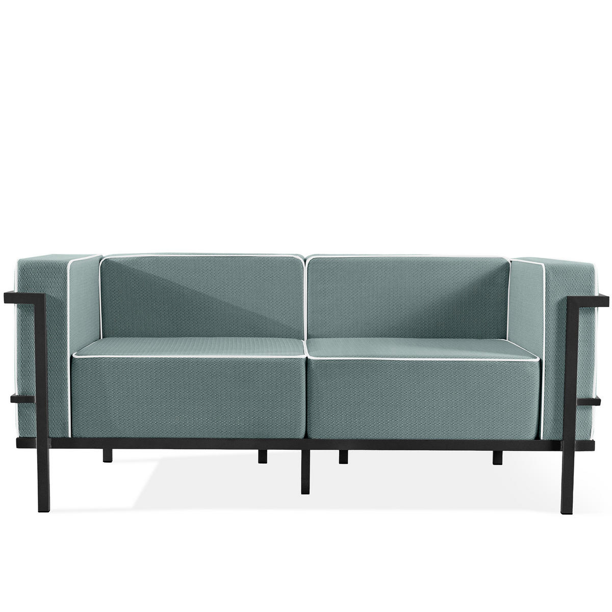 GARTENLOUNGE-SET TRIGLO 4-tlg., 1x Tisch, 2x Sessel, 1x Sofa 2-Sitzer, Modern, Dunkelgrau - Dunkelgrün/Dunkelgrau, Glas/Textil - KONSIMO®