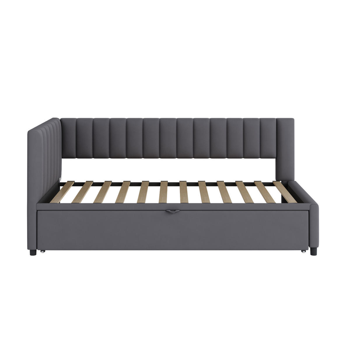 POLSTERBETT 90/200 cm Grau aus Samt mit Ausziehbett - Grau, Textil (90/180cm) - OKMYHOME