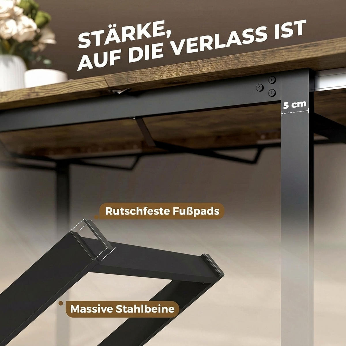 AUSZIEHBARER Esstisch MDF Rustikal-Braun - Schwarz/Braun, Holzwerkstoff (180/80/75cm) - HOMCOM