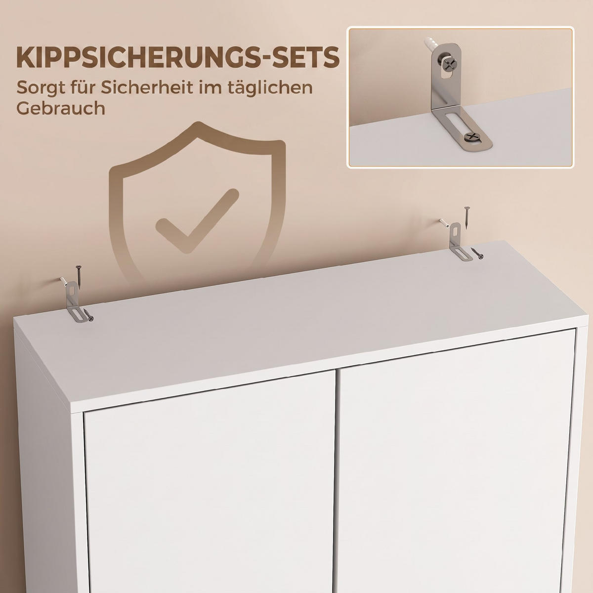 SKÅP för tvättmaskin, spånskiva, vit - Vit/Silverfärgad, Träbaserade material/Plast (24/191/66cm) - HOMCOM
