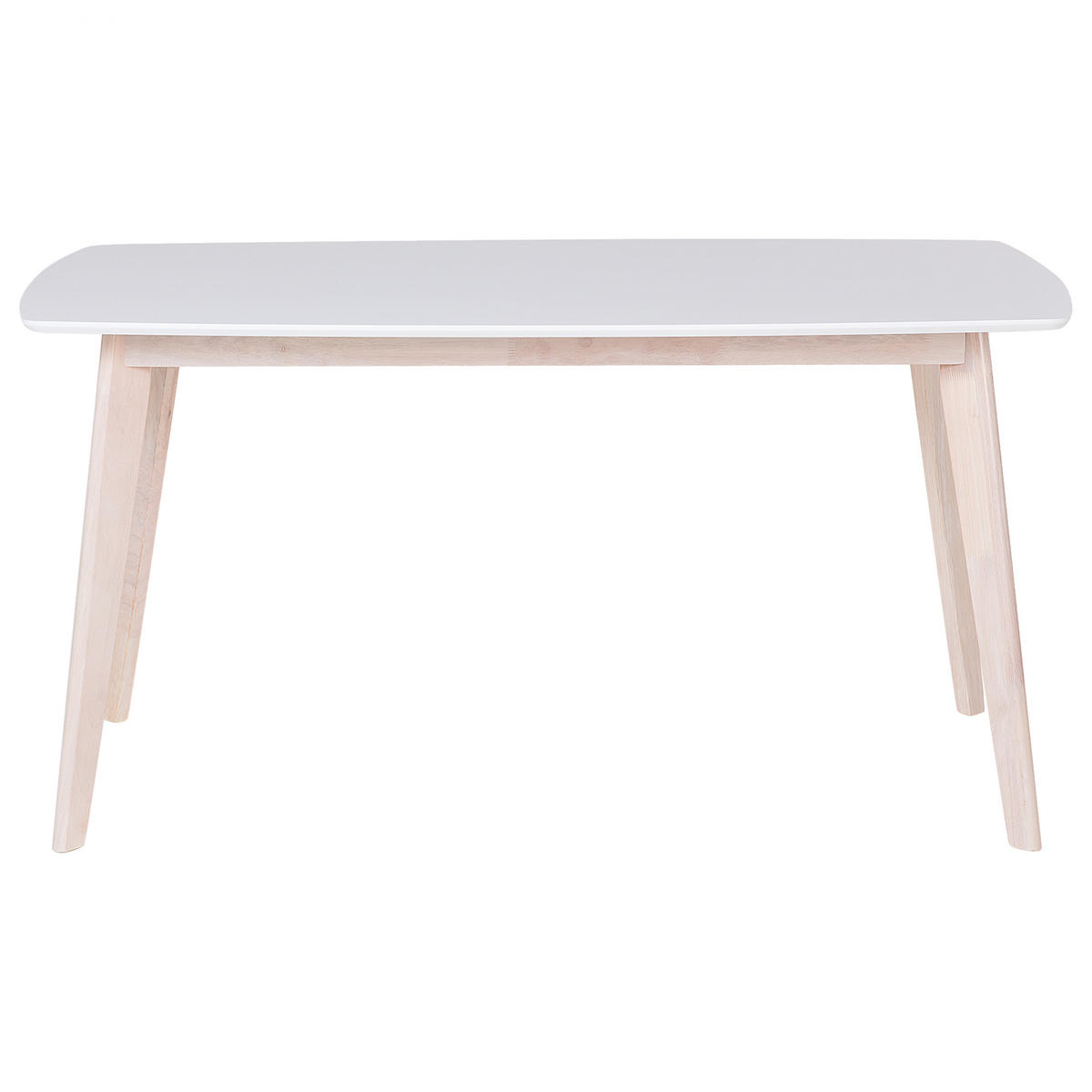ESSTISCH 150/90/75 cm Weiß, Hellbraun Rechteckig Santos - Weiß, Holzwerkstoff (150/90/75cm) - Beliani