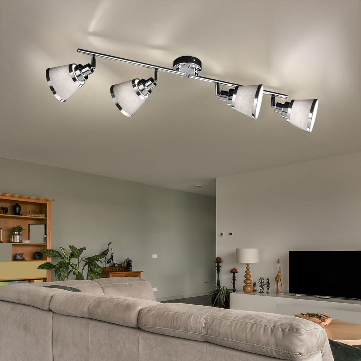 DECKENLEUCHTE Metall Textil Grau - Grau, Metall (72.5/11.3/21.5cm) - Wofi