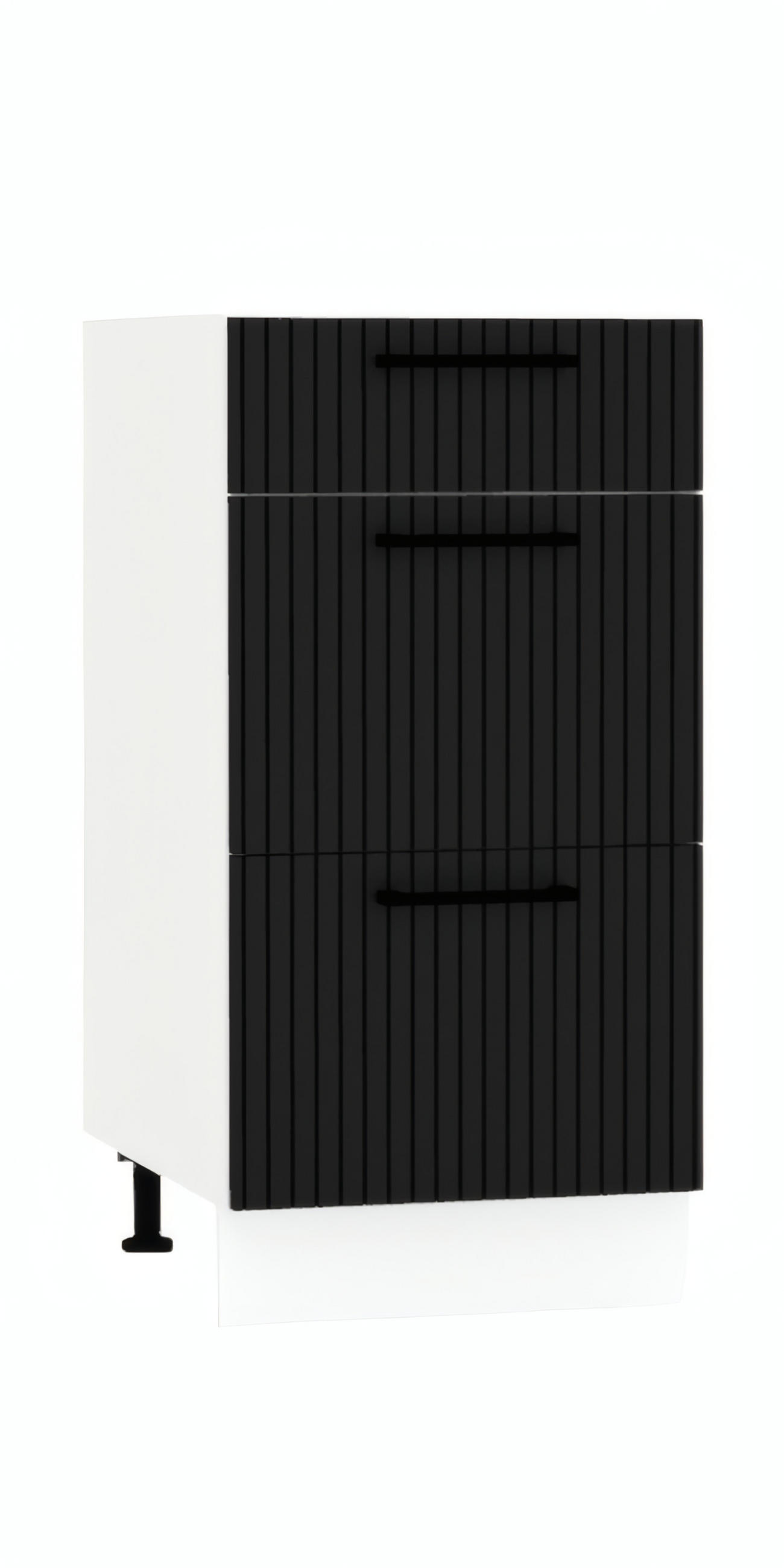 UNTERSCHRANK D40S3 - KENDRO - 3 Schubladen für effiziente Organisation - Schwarz, Holz/Metall (40/82/52.4cm)