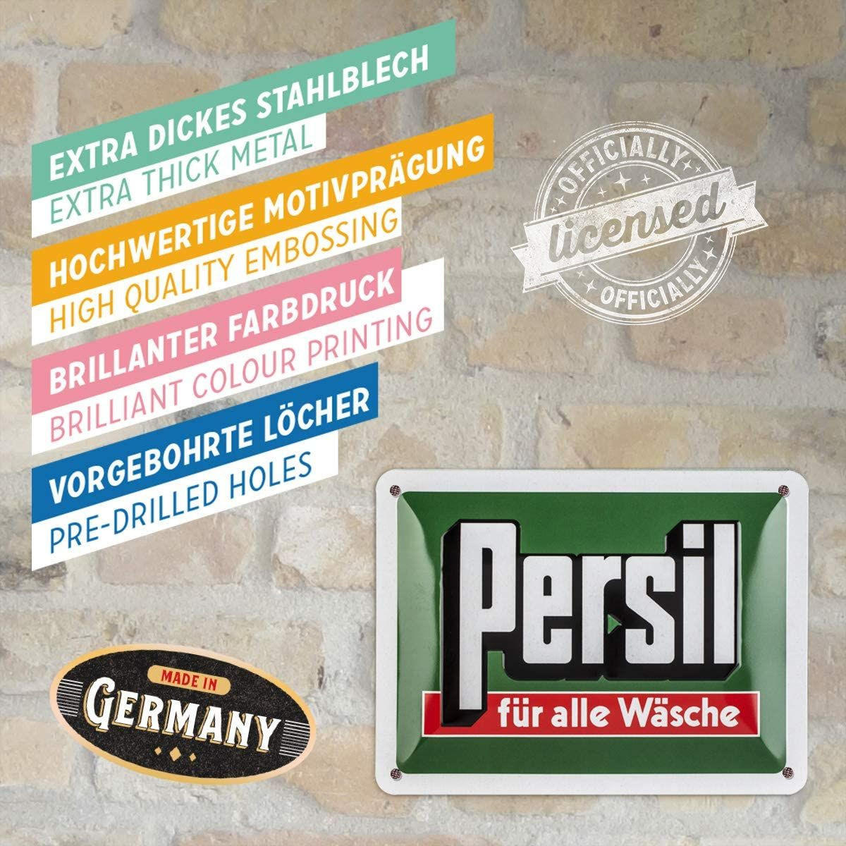 BLECHSCHILD 15/20 cm Persil Für alle Wäsche - Multicolor, Metall (20/15/0.5cm) - Nostalgic-Art