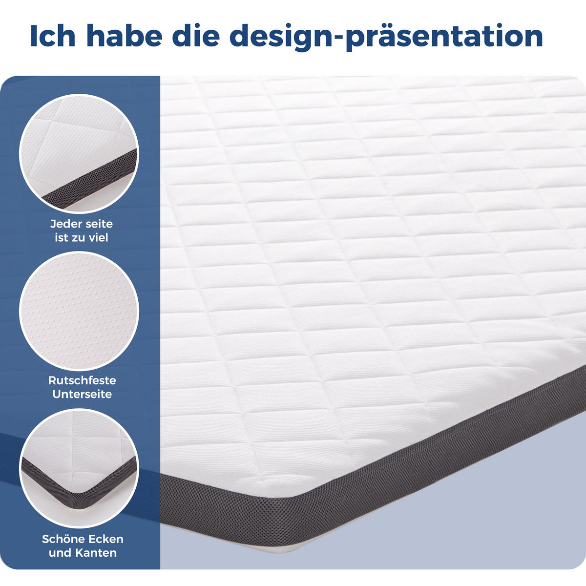 KOMFORTSCHAUMMATRATZE 180/200 cm Weiß + Grau Höhe 7 cm, H3 - Weiß, Textil (180/200cm) - Oxeza