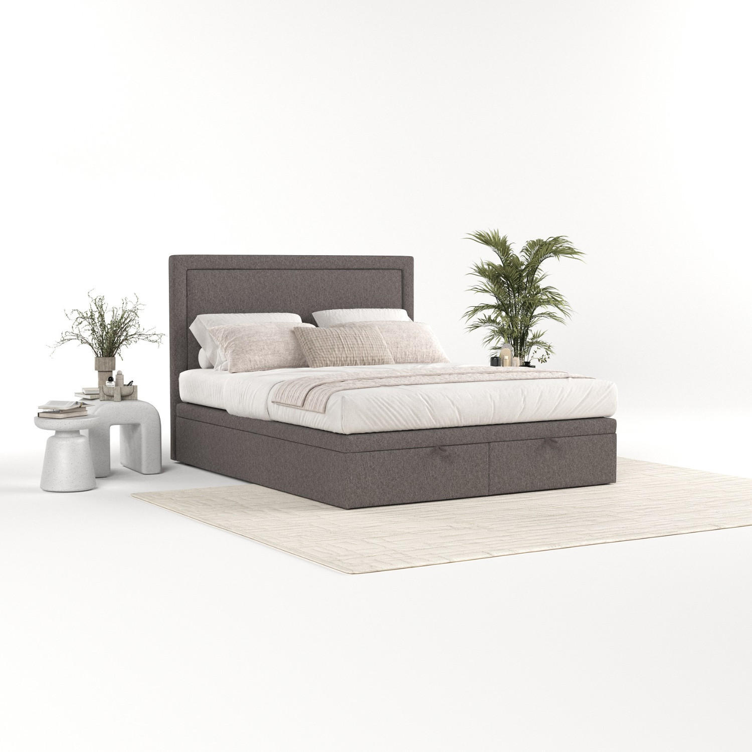 POLSTERBETT Salma mit Stauraum 140/200 cm Braun im Megan Stoff - Schwarz/Braun, Holz/Holzwerkstoff (140/200cm) - AltaBeds