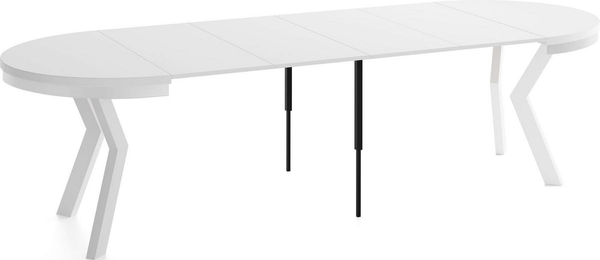 ESSTISCH Savio Weiß Neo rund ausziehbar verlängerbar XXL, Weiß 100-300/100/77 cm - Weiß, Holz/Holzwerkstoff (100/100/77cm) - WFL GROUP