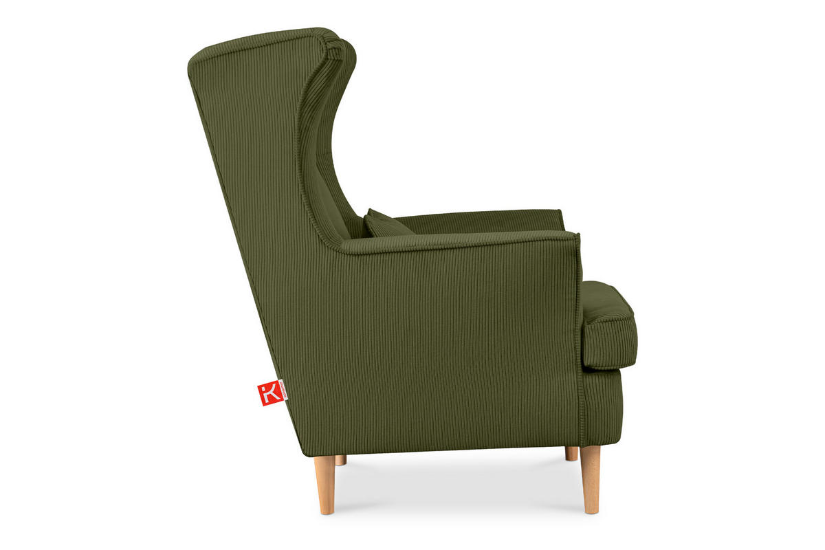 OHRENSESSEL STRALIS inklusive dekorativem Kissen, grün - Grün, Textil (82/108/80cm) - KONSIMO®