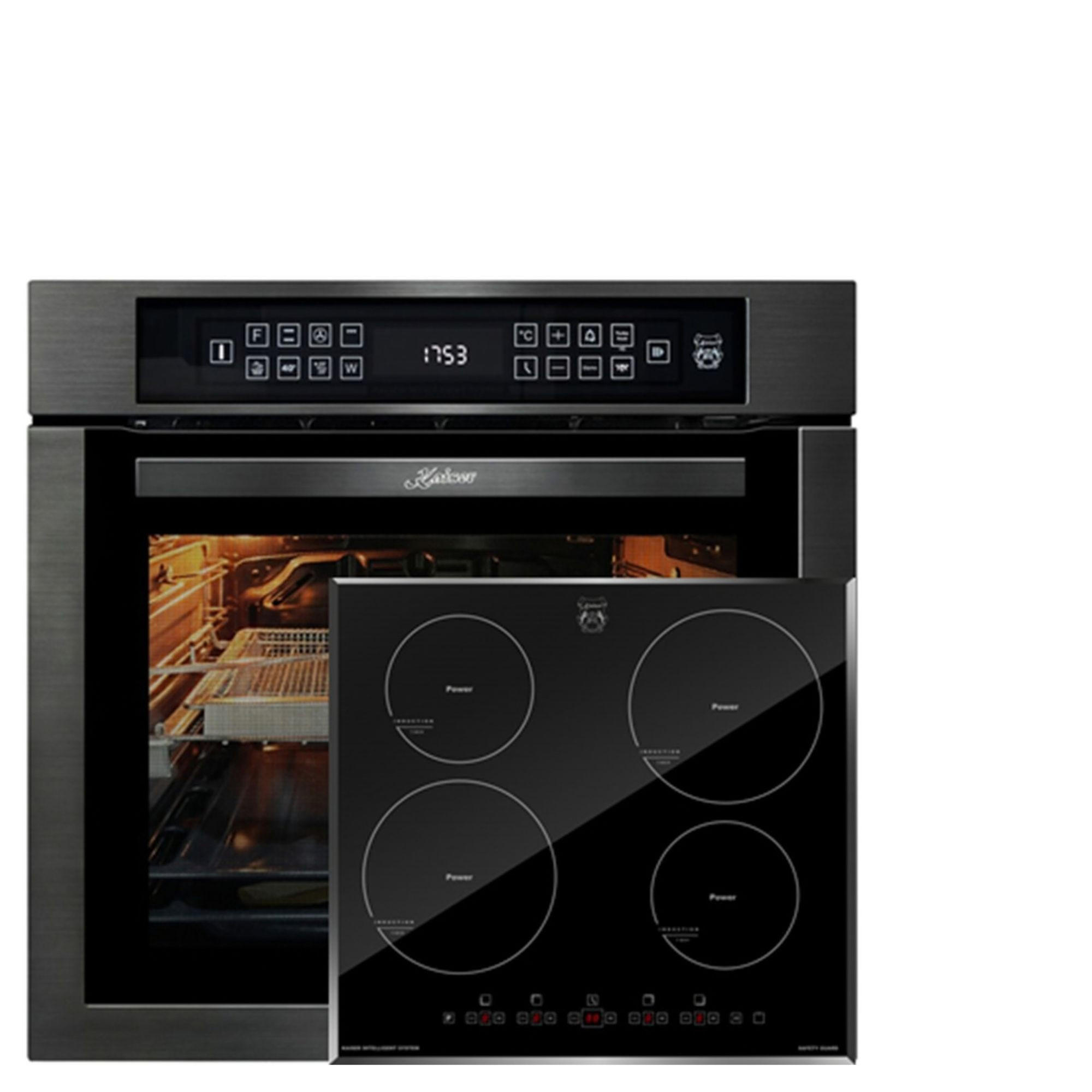 EINBAUBACKOFEN 60 cm EH 6306 N RS+KCT 6105 FI Induktionskochfeld 60 cm - Schwarz, Metall (59.4/59.4/57.5cm) - Kaiser Küchengeräte