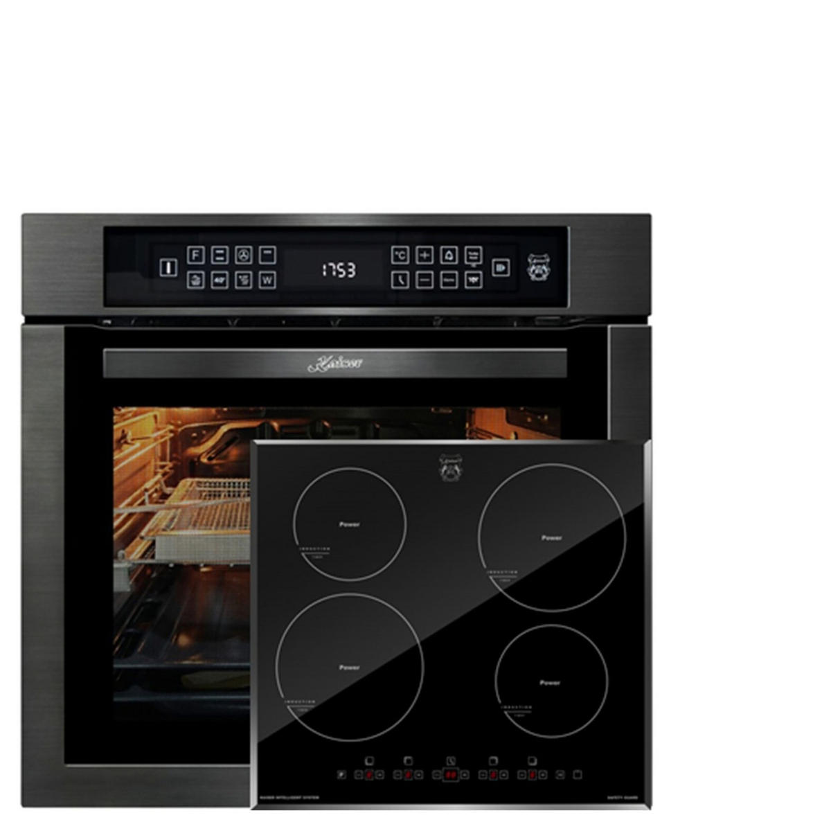 EINBAUBACKOFEN 60 cm EH 6306 N RS+KCT 6105 FI Induktionskochfeld 60 cm - Schwarz, Metall (59.4/59.4/57.5cm) - Kaiser Küchengeräte