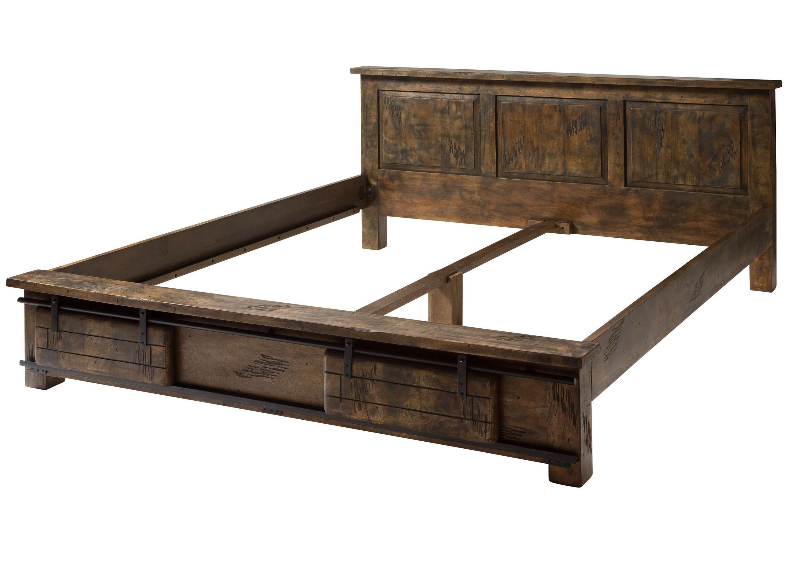 BETT Massivholz Mango 180 x 200 x 85 braun RAILWAY #442 - Braun, Holz (180/200cm) - Massivmoebel24