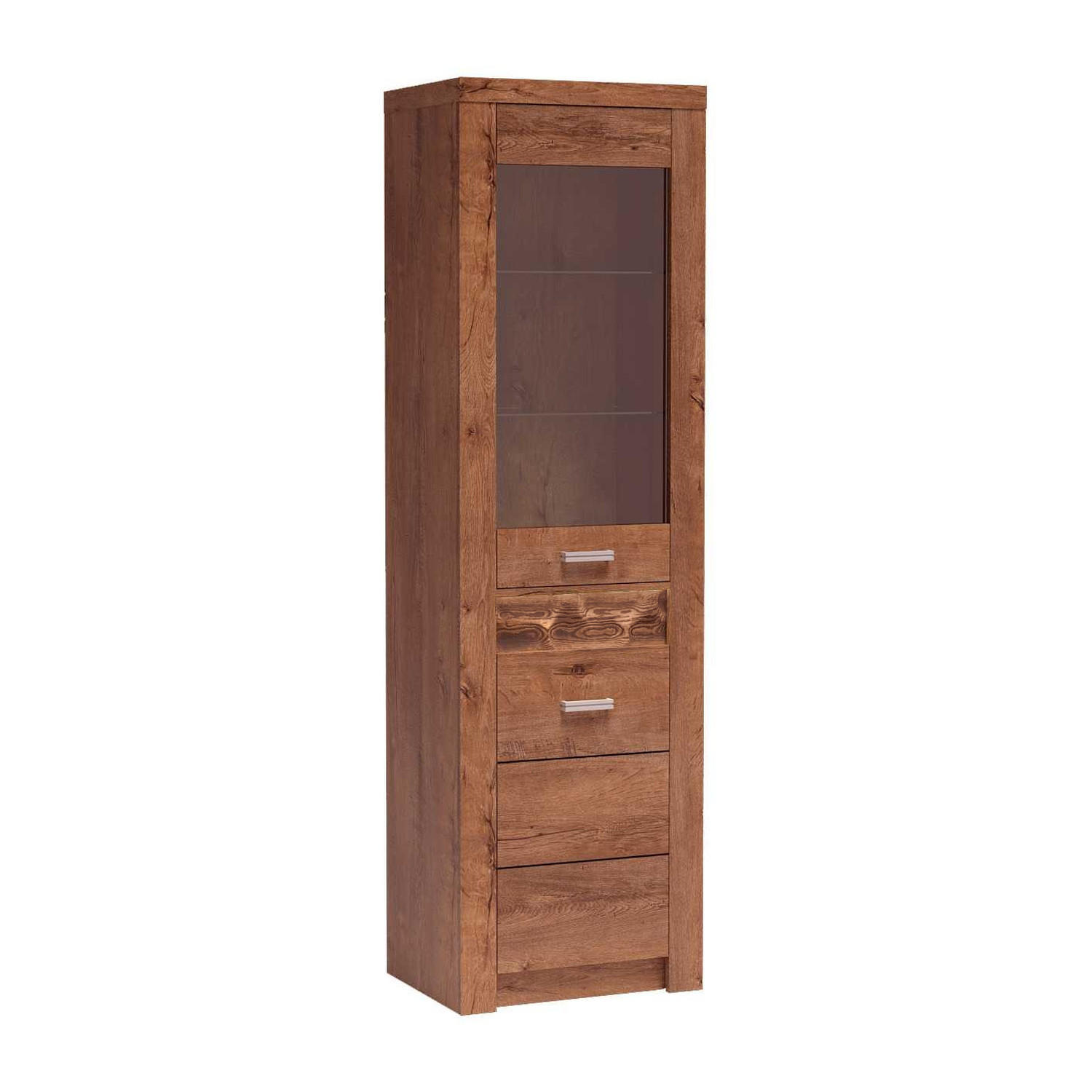 VITRINE Indianapolis I-4 56 x 192 x 42 cm Esche hell - Braun, Holzwerkstoff/Metall (56/192/42cm) - Koseto