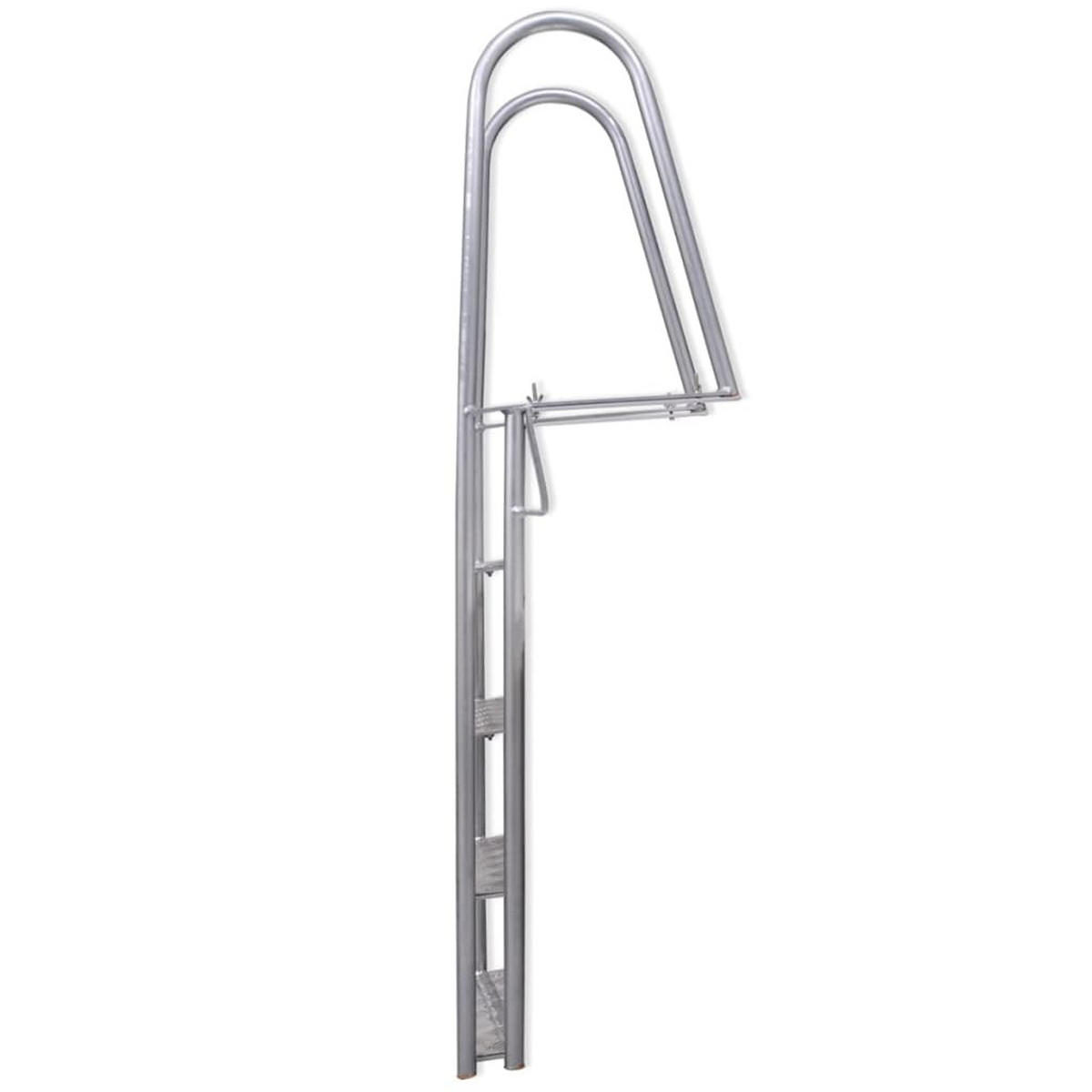 POOLLEITER Steg-/Poolleiter 4-Stufig Aluminium 167 Cm - Silberfarben, Metall (57/167/50cm) - vidaXL