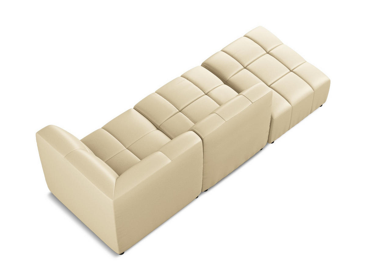 ECKSOFA Links Kunstleder Beige - Beige/Schwarz, Holzwerkstoff/Kunststoff (240/90cm) - Makamii
