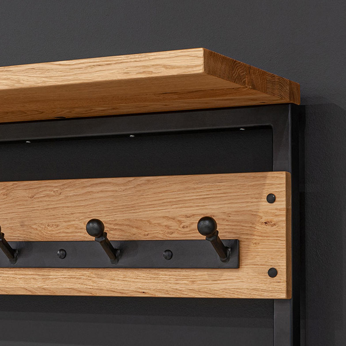 GARDEROBE Frame aus massivem Eichenholz 140 cm - Eichefarben/Naturfarben, Holz (140/180/36cm) - Danzz