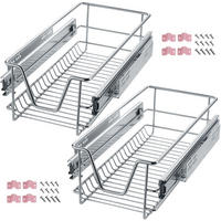 TELESKOPSCHUBLADE 2er Set, einfache Montage,grau - Grau, Metall (27/14/44cm) - tectake