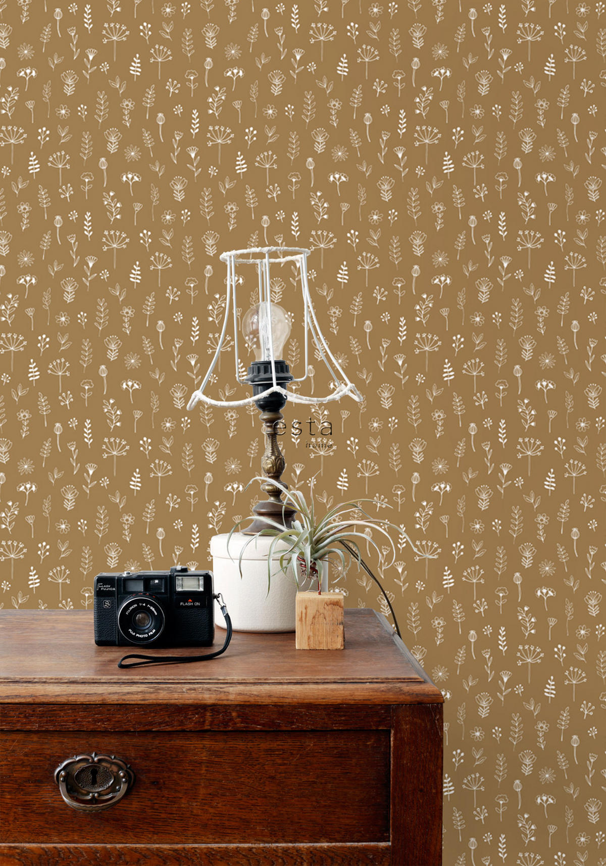 TAPETE Blumenmuster 53 cm x 10.05 m - Gelb, Papier (53/0.1cm) - ESTAhome