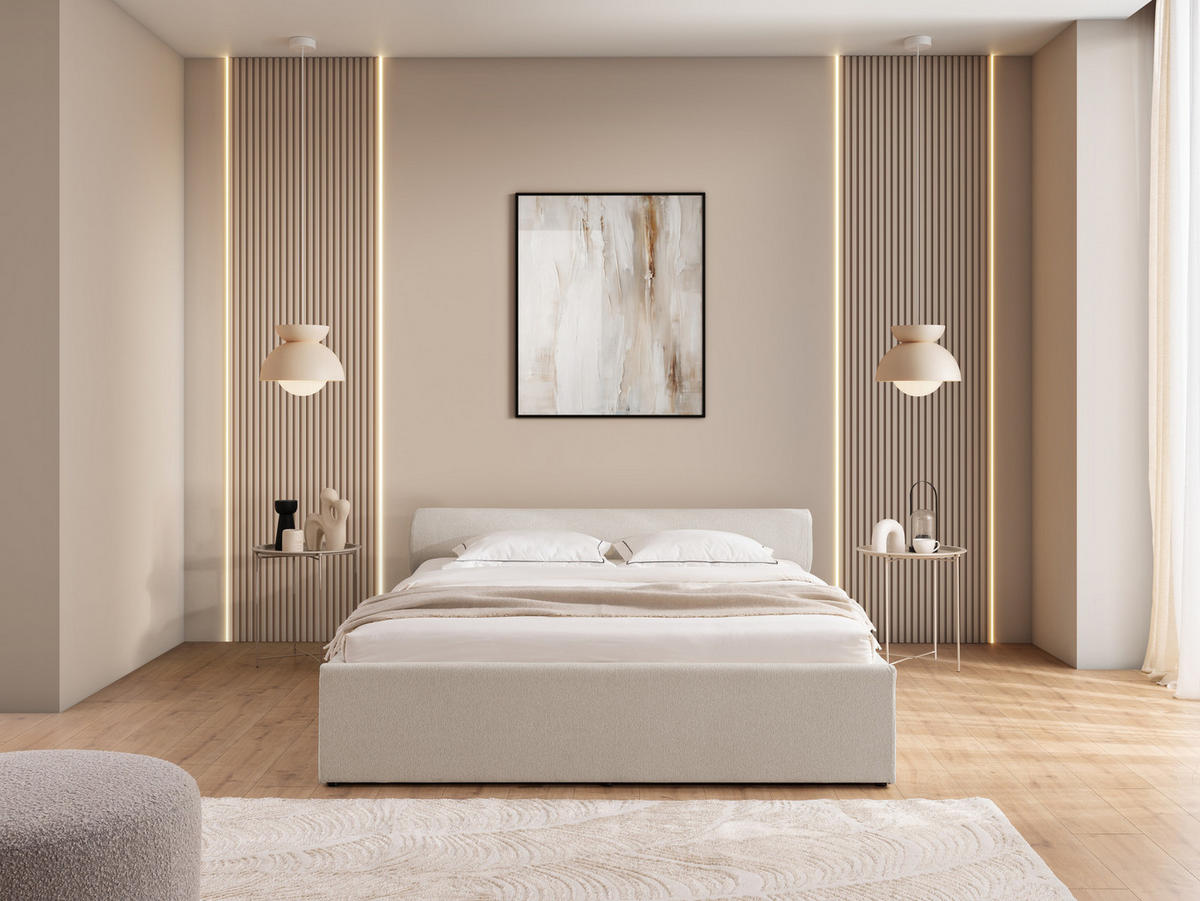 POLSTERBETT 180/200 cm Josy im Designer-Look mit Bettkasten und Lattenrost aus Hellgrau Chenille-Stoff - Hellgrau/Schwarz, Holz/Kunststoff (180/200cm) - S-Style Möbel