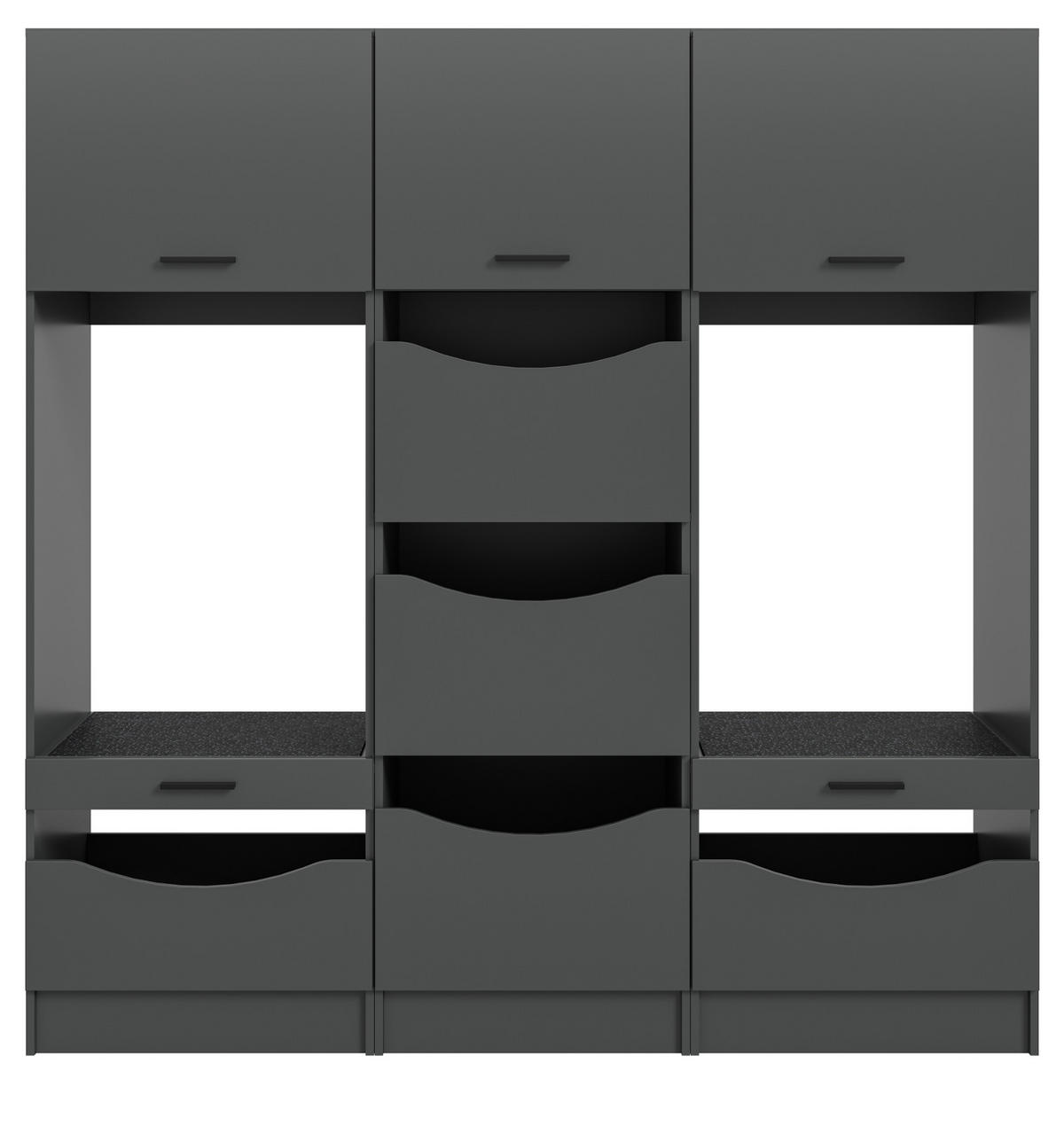 WASCHMASCHINENSCHRANK grau Set 3-teilig 192 cm, Umbau für Waschmaschine und Trockner - Schwarz/Grau, Holzwerkstoff/Kunststoff (192/196/68cm) - Inn.Furn
