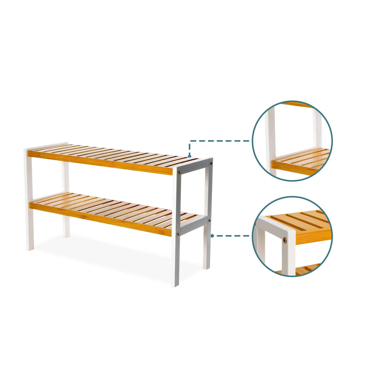 SCHUHREGAL - Hellbraun/Weiß, Holz (70/33/26cm) - Relaxdays