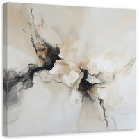 LEINWANDBILD Abstrakte beige-schwarze Imitation Farbe 60x60cm - Beige, Textil (60/60cm) - Feeby