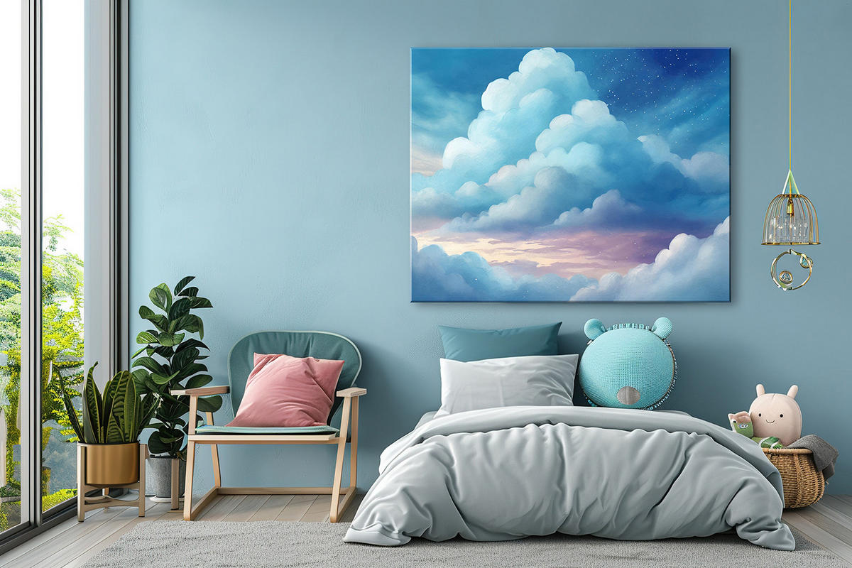 WANDBILD blauer himmel und wolken - Blau, Textil (60/40cm) - Feeby