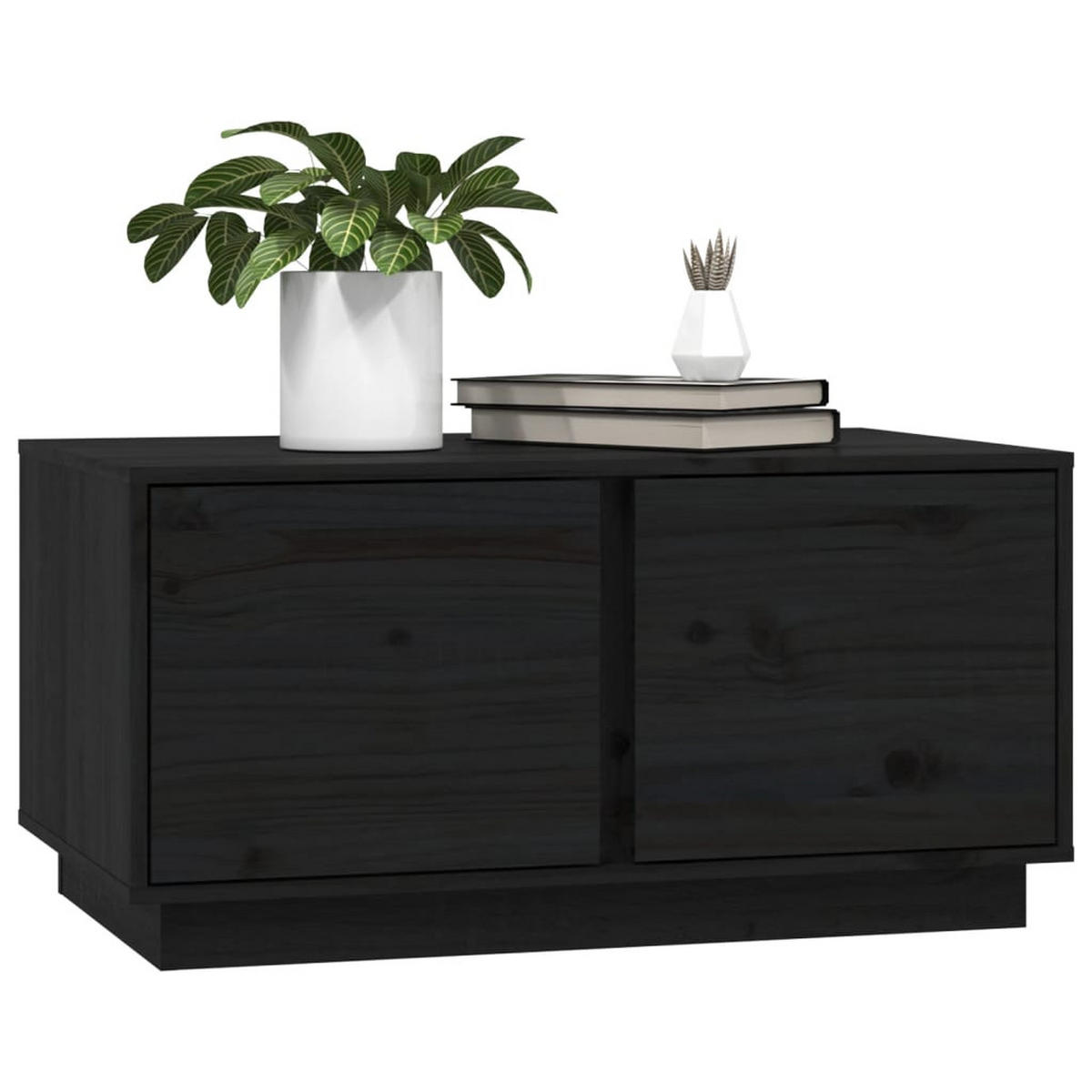 COUCHTISCH Schwarz 80x50x40 cm Massivholz Kiefer - Schwarz, Holz (80/50/40cm) - furnicato