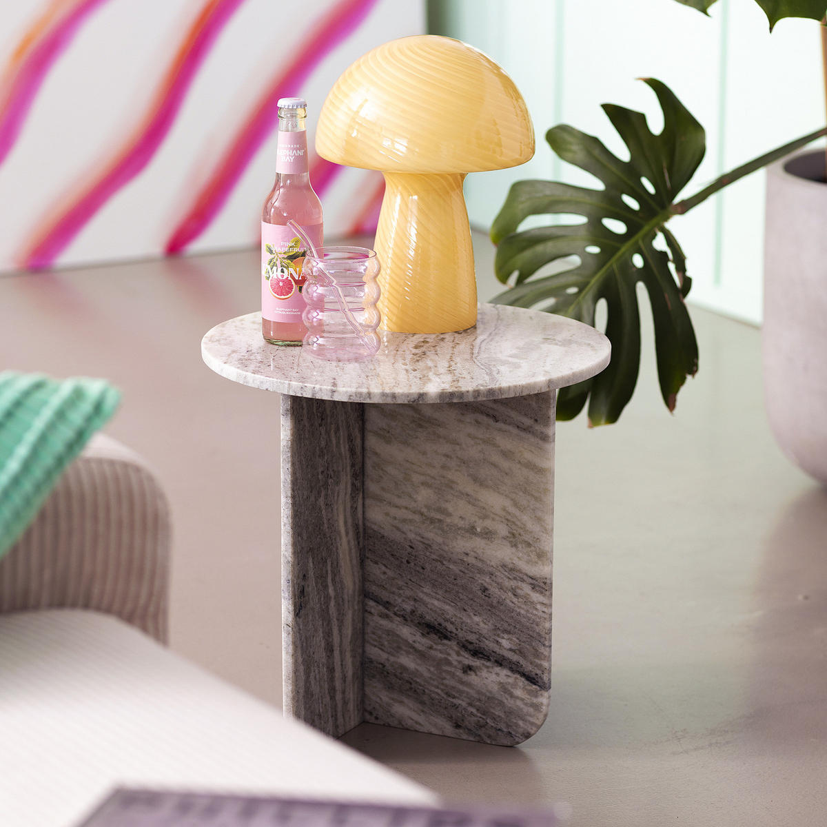 BEISTELLTISCH - Marmor Grau - Grau, Stein (40/40/40cm) - home24