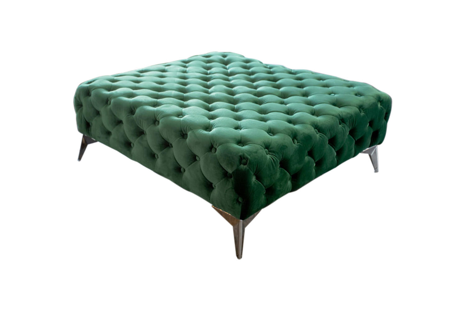 HOCKER NARLA Grün Velvet - Silberfarben/Grün, Textil (110/44/110cm) - KAWOLA