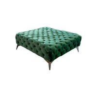 HOCKER NARLA Grün Velvet - Silberfarben/Grün, Textil (110/44/110cm) - KAWOLA